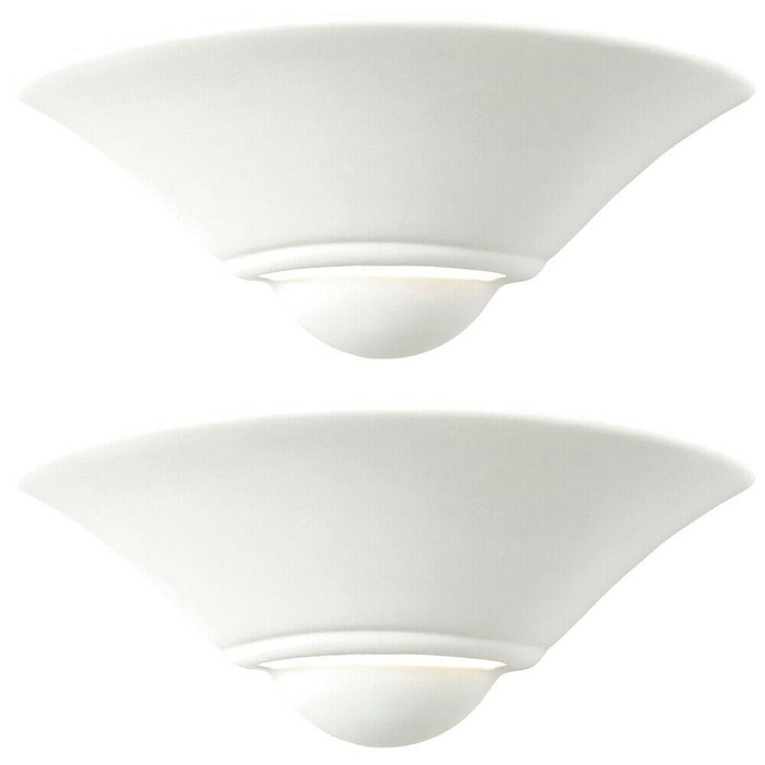 2 PACK Dimmable LED Wall Light Unglazed Ceramic Shell Dome Fitting Lounge Lamp Loops