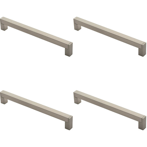 4x Square Section Bar Pull Handle 239 x 15mm 224mm Fixing Centres Satin Nickel Loops
