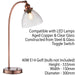 2 PACK Industrial Curved Table Lamp Tarnished Copper Glass Modern Bedside Light Loops