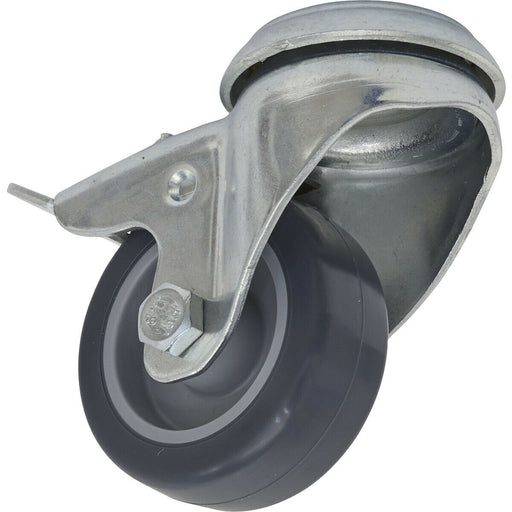 50mm Hard PP Swivel Castor Wheel - 19mm Tread - Medium Duty - Total Lock Brakes Loops