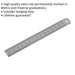 150mm Steel Ruler - Metric & Imperial Markings - Hanging Hole - 6 Inch Rule Loops