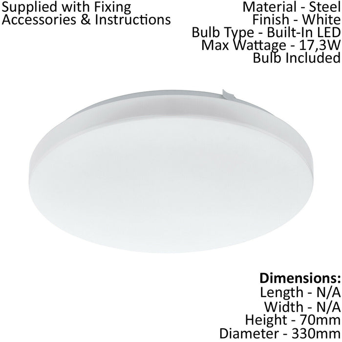 2 PACK Wall Flush Ceiling Light Colour White Shade White Plastic Bulb LED 17.3W Loops