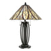 Table Lamp Open Tiffany Style Coloured Shade Valiant Bronze LED E27 60W Loops