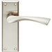 PAIR Angular Lever on Latch Backplate Door Handle 150 x 50mm Satin Nickel Loops