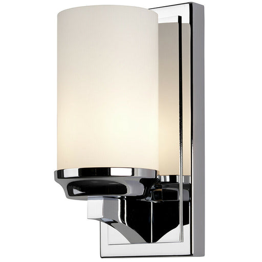 IP44 Small Wall Light White Opal Etched Glass Shade Polished Chrome LED G9 3.5W Loops