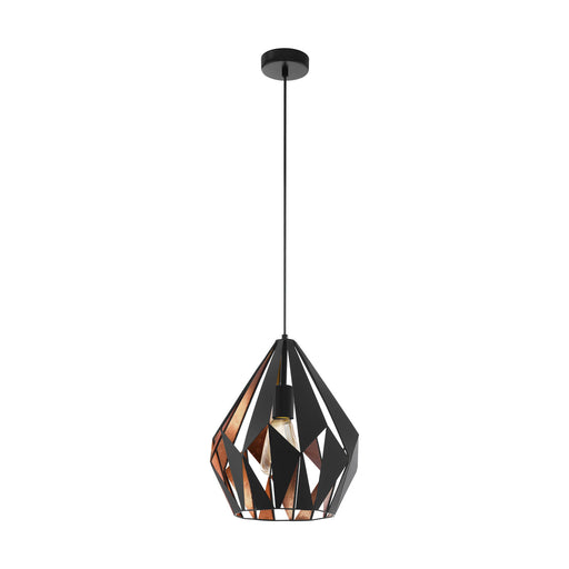 Hanging Ceiling Pendant Light Black & Copper Geometric 1x 60W E27 Feature Lamp Loops