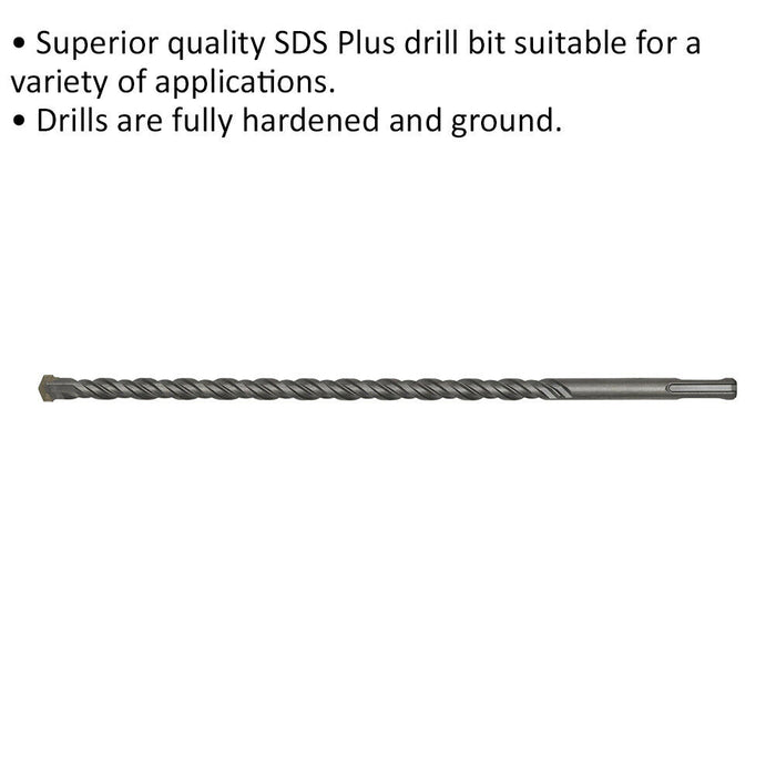 12 x 310mm SDS Plus Drill Bit - Fully Hardened & Ground - Smooth Drilling Loops