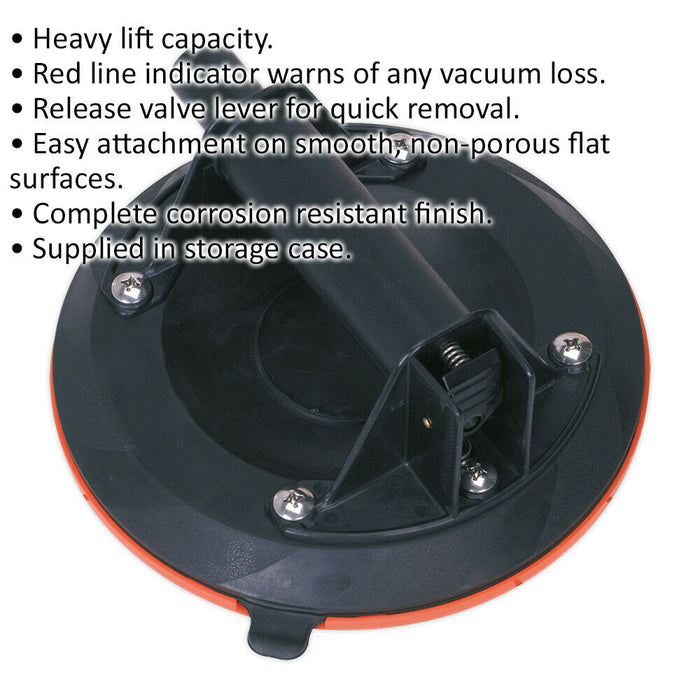 Heavy Lift Suction Cup Gripper Tool - Vacuum Grip Indicator - 80kg Maximum Lift Loops