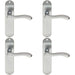 4x PAIR Scroll Lever Door Handle on Latch Backplate 180 x 40mm Satin Chrome Loops