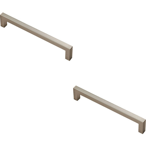 2x Square Block Pull Handle 170 x 10mm 160mm Fixing Centres Satin Nickel Loops