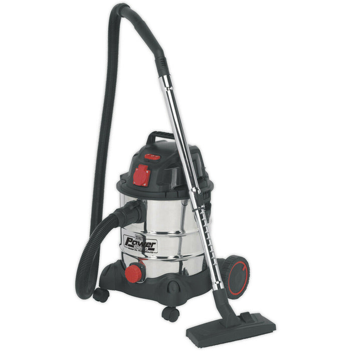 1400W Industrial Wet & Dry Vacuum Cleaner - 20L Steel Drum - Auto Start Feature Loops