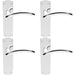 4x Arched Lever on Latch Backplate Door Handle 170 x 42mm Polished Chrome Loops