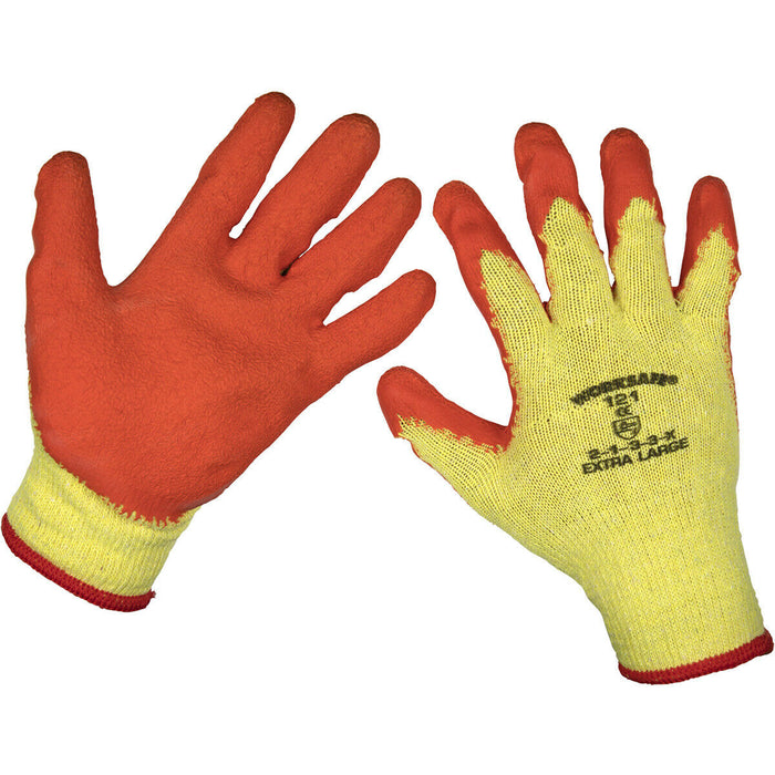 12 PAIRS Knitted Work Gloves with Latex Palm - XL - Improved Grip - Breathable Loops