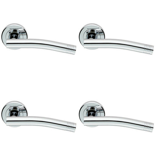 4x PAIR Round Bar Handle with Arch Concealed Fix Round Rose Polished Chrome Loops