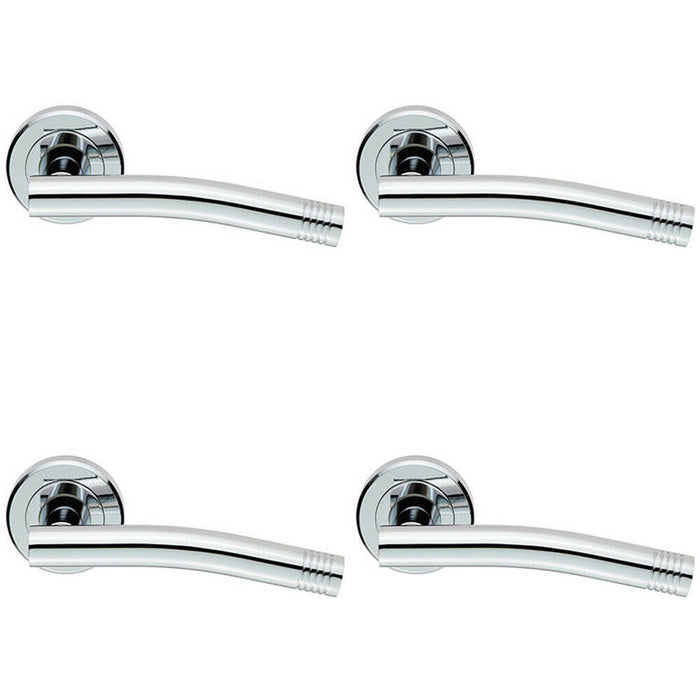 4x PAIR Round Bar Handle with Arch Concealed Fix Round Rose Polished Chrome Loops