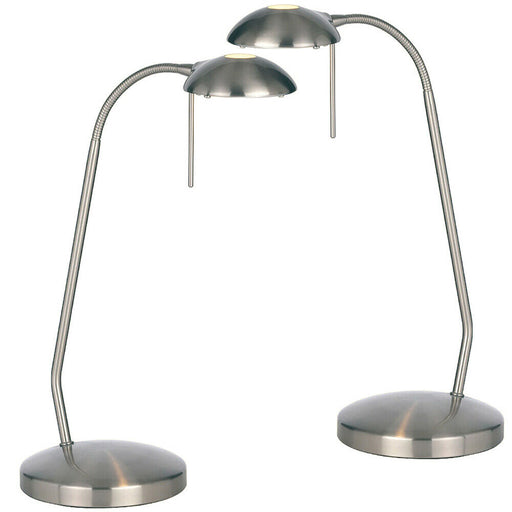 2 PACK | Touch Dimmer Table Lamp Light Satin Chrome & Adjustable Neck Reading Loops