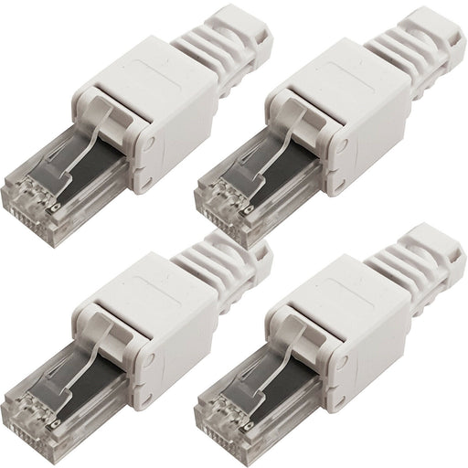 4x RJ45 CAT6a Tool-less Connectors & Boot - UTP Ethernet Plugs - NO CRIMP TOOL Loops