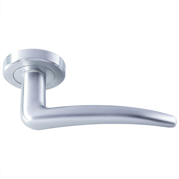 PAIR Arched Tapered Bar Handle on Round Rose Concealed Fix Satin Chrome Loops