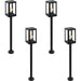 4 PACK IP44 Outdoor Bollard Light Black Zinc Plated Steel 1x 60W E27 Post Loops