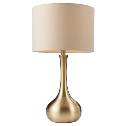 Touch Dimmer Table Lamp Brass & Taupe Shade Modern Metal Bedside Reading Light Loops