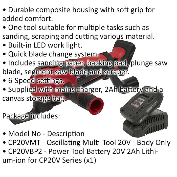 20V Cordless Oscillating Multi Tool Kit - Li-Ion Battery - Vibrating Power Saw Loops