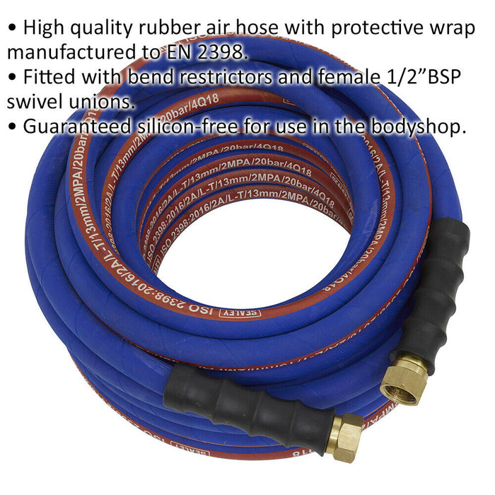 Extra Heavy Duty Air Hose with 1/2 Inch BSP Unions - 15 Metre Length - 13mm Bore Loops