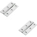 2x PAIR 64 x 35 x 2mm Cabinet Hinge Polished Chrome Small Cupboard Door Loops