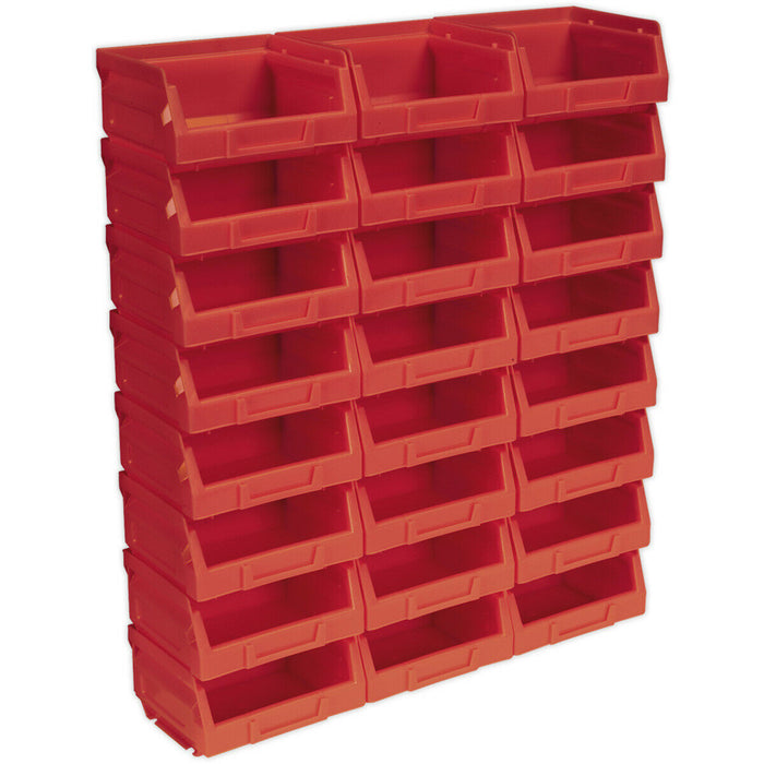 24 PACK Red 105 x 85 x 55mm Plastic Storage Bin - Warehouse Parts Picking Tray Loops