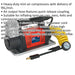 12V Portable HEAVY DUTY Tyre Inflator / Mini Air Compressor - 150PSI Fast Pump Loops