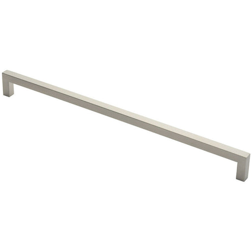 Square Mitred Door Pull Handle 619 x 19mm 600mm Fixing Centres Satin Steel Loops