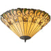 Tiffany Glass Semi Flush Ceiling Light Amber Floral Inverted Round Shade i00051 Loops