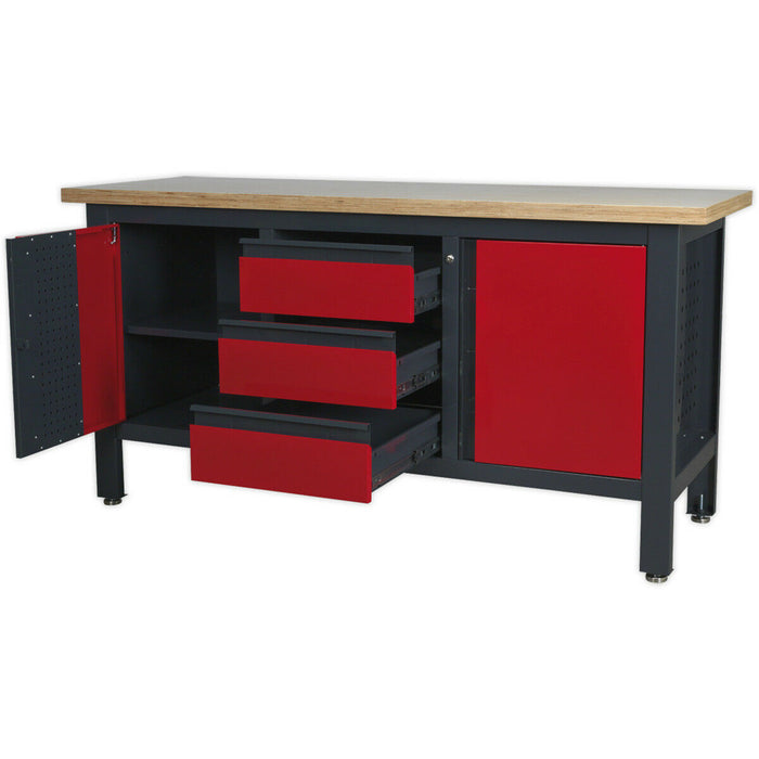 Fully Lockable Workstation- 3 Draw & 2 Cupboard - 40mm MDF Top Surface Loops