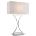 Modern Table Lamp Light Chrome Metal & White Fabric Shade Square Desk Sideboard Loops