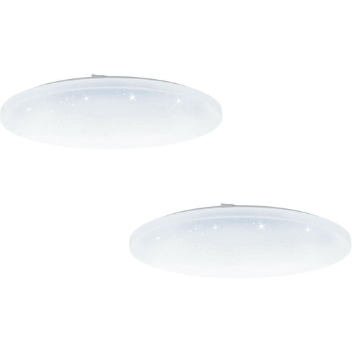 2 PACK Flush Ceiling Light White Shade White Plastic With Crystal Effect LED 36W Loops