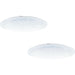 2 PACK Flush Ceiling Light White Shade White Plastic With Crystal Effect LED 36W Loops