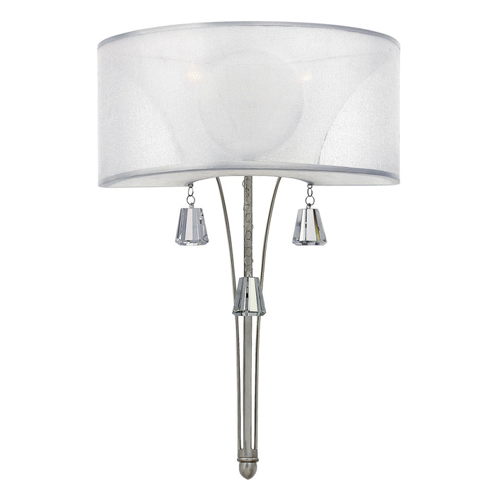 Twin Wall Light Crystal Accents Double Translucent Shade Nickel LED E14 60W Loops