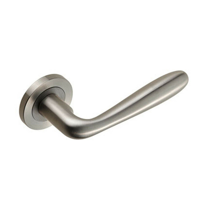 PAIR Smooth Rounded Bar Handle on Round Rose Concealed Fix Satin Steel Loops