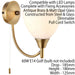 Dimmable LED Wall Light Antique Brass & Frosted Glass Shade Curved Lamp Lighting Loops