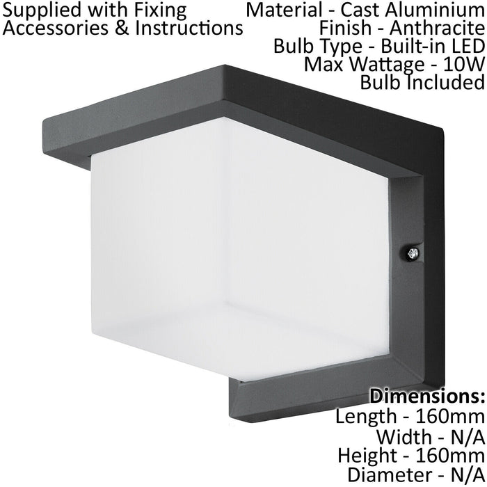 IP54 Outdoor Wall Light Anthracite Cast Aluminium 10W Built in LED Lamp Loops