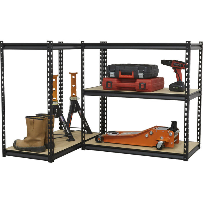 Warehouse Racking Unit with 5 MDF Shelves - 340kg Per Shelf - Steel Frame Loops