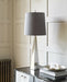 Square Table Lamp Dark Grey Shade Highly Polished Nickel LED E27 60W Loops