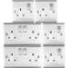 UK Plug Socket Pack -2x Twin & 4x Single Gang- SATIN STEEL / Grey 13A Switched Loops