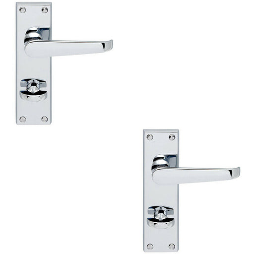 2x Victorian Flat Lever on Bathroom Backplate Handle 150 x 42mm Polished Chrome Loops