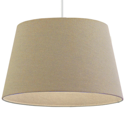 18" Inch Round Tapered Drum Lamp Shade Taupe Linen Fabric Cover Simple Elegant Loops