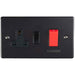 45A DP Oven Switch & Neon Light MATT BLACK & Black Trim Appliance Red Rocker Loops