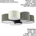 2 PACK Wall Flush Ceiling Light White Shade Brown Grey White Black Fabric 6x E27 Loops