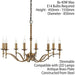 Avery Ceiling Pendant Chandelier Light 8 Lamp Antique Brass Curved Candelabra Loops