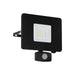 IP44 Outdoor Flood Light & PIR Sensor Black Aluminium 30W Built in LED Loops