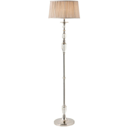 Luxury Elegant Floor Lamp Polished Nickel Crystal Beige Organza Shade 6ft Tall Loops