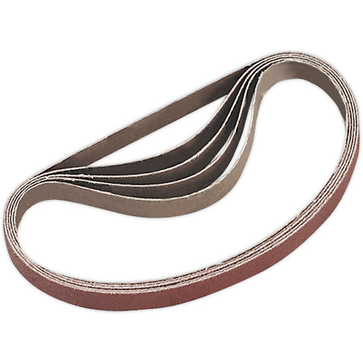 5 PACK - 10mm x 330mm Sanding Belts - 100 Grit Aluminium Oxide Slim Detail Loop Loops